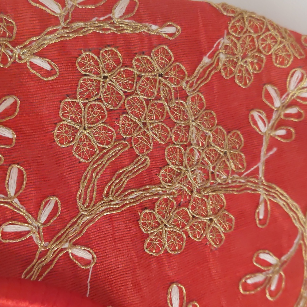 Set Of 2 Embroidered Embellished Pearls Drawstring bag Romantic fairy Red Peach - Picture 9 of 9
